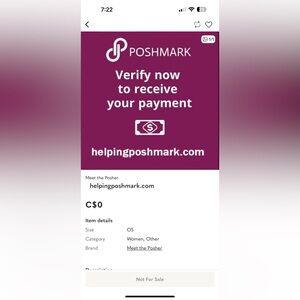 Poshmark Payment Verification Notice
